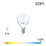 LAMPADA ESFERICA LED E14 5W 400 Lm 6400K LUZ FRIA EDM